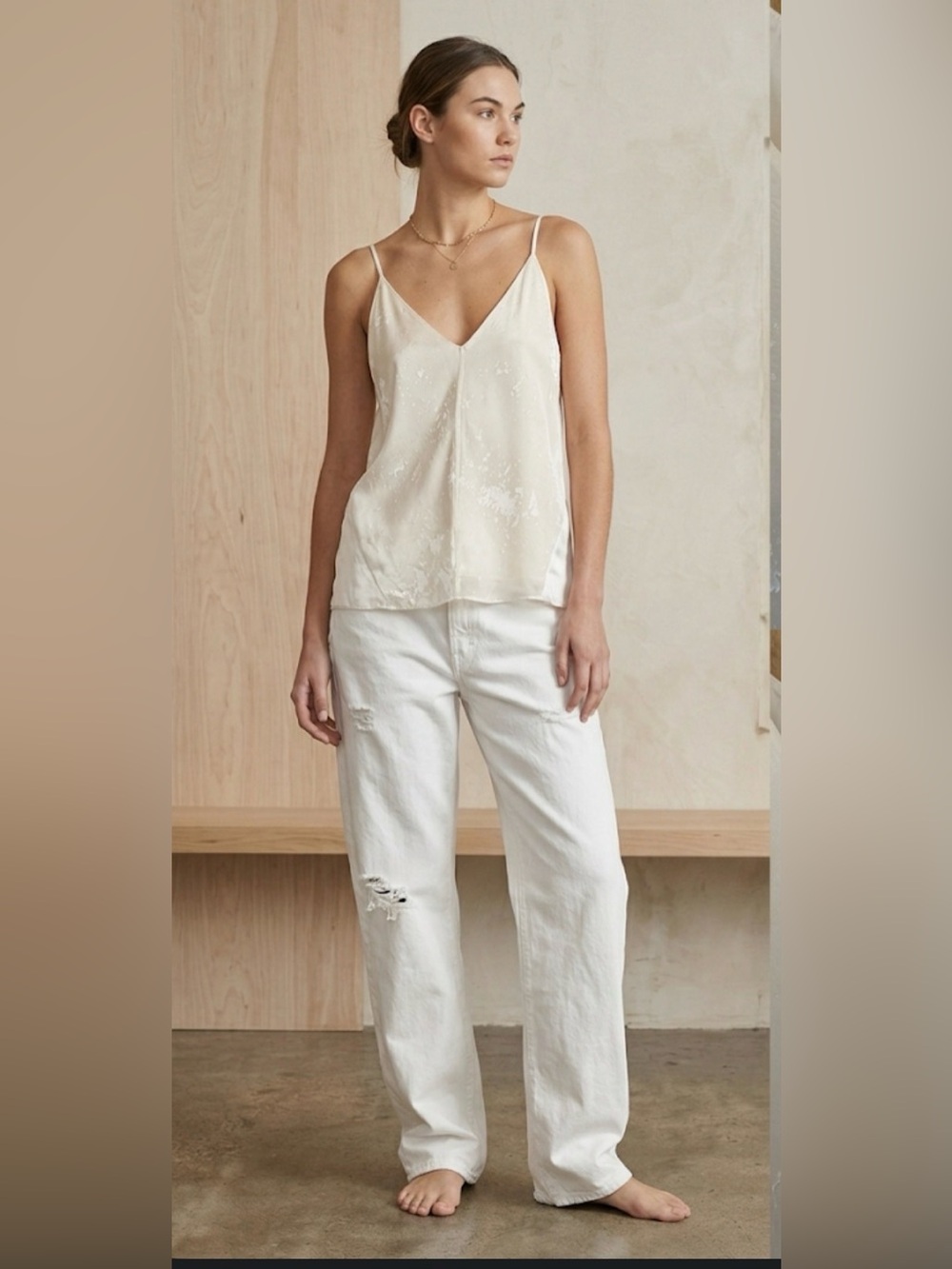 Mason by Michelle Mason 100% Silk Burnout Splatter Cami Top Ivory Size 4